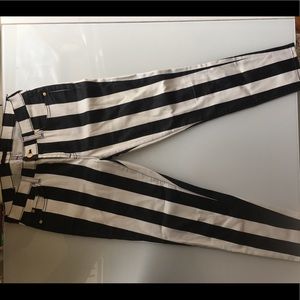 7 for All Mankind Black and White Striped Pants